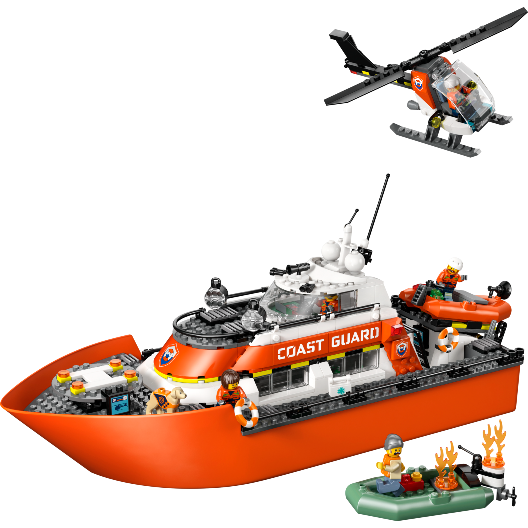 Coast Guard Rescue Boat & Helicopter